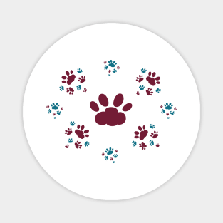 Red an turquoise cat pawprints Magnet